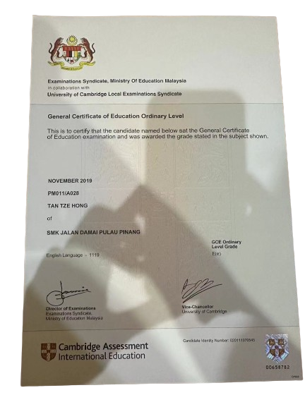 Malaysian University English Test (MUET) Certificate